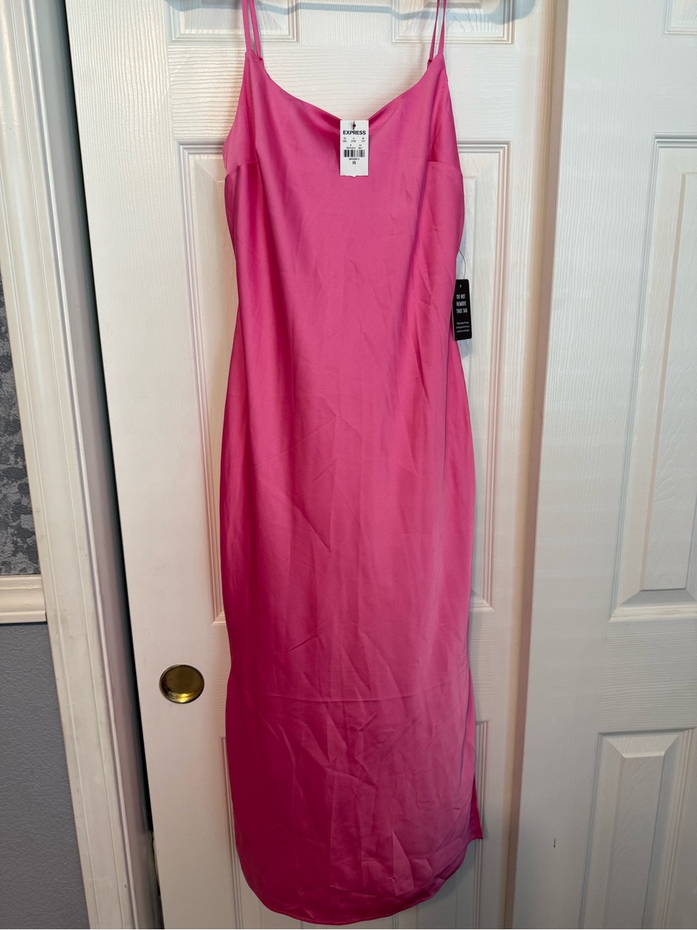 Express Hot Pink Satin Cami Dress - Picture 3 of 3